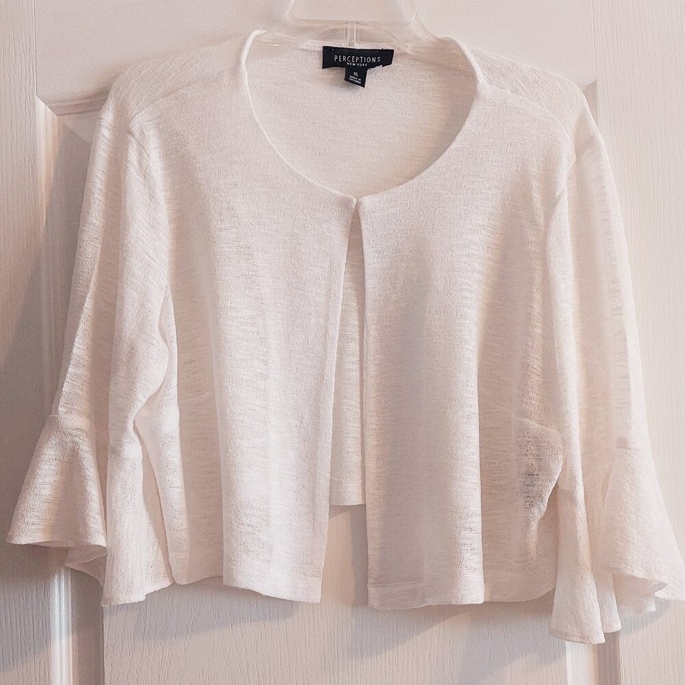 White Knit Cardigan by Perceptions New York Sz XL